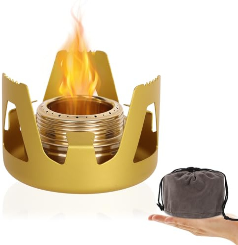 Niuoppy Mini Quemador de Alcohol Portátil Ultraligero - Estufa de Camping Pequeña y Ligera para Mochileros, Senderismo (Dorado)