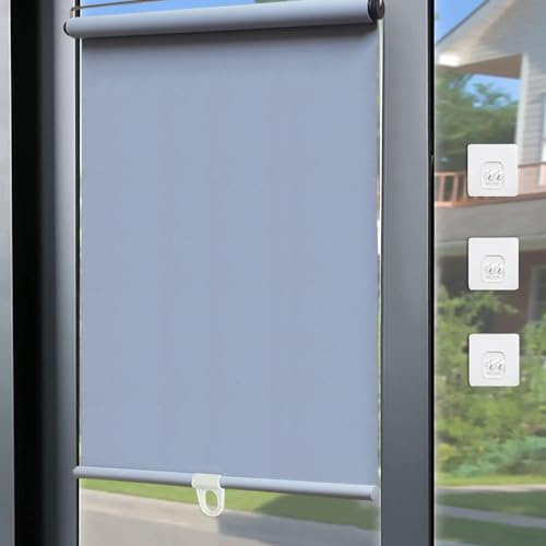 Roller Shades Blinds for Windows,32/40/60/70/80/90/100/120/145/150cm Blackout Roll up Blinds,Retractable Sunshade Roller Blinds,Temporary Portable Window Cover Curtain,Grey-70x150cm(27.5x59in)