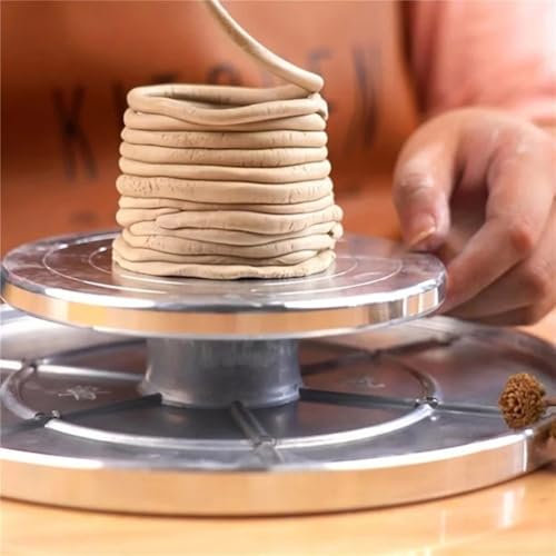 Handgefertigter Töpfer-Drehteller aus Aluminium mit glatter doppelseitiger Drehung für Künstler und Bastler (18 cm unter 12 cm)