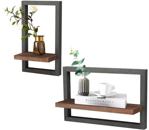 GAESHOW 2 Teiliges Wandregal Holz, Schwebende Regal, Wand Schweberegale, Dekorative Regale für Wohnzimmer, Schlafzimmer, Bücherregal