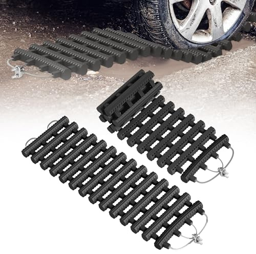 HENGMEI Lot de 2 tapis d'aide au démarrage de voiture - Tapis de traction en caoutchouc - Tapis de traction - Pour la neige, la glace, la boue - 80 cm