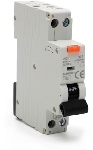 IVEOPPE FI/LS-Schalter,Fi ls Schalter,Fi Schutzschalter 16A, RCBO B16A 30mA, Fehlerstromschutzschalter, RCD Protected Circuit Breaker, Type A, 230V, 1P+N, DIN Rail Mounting, Curve C