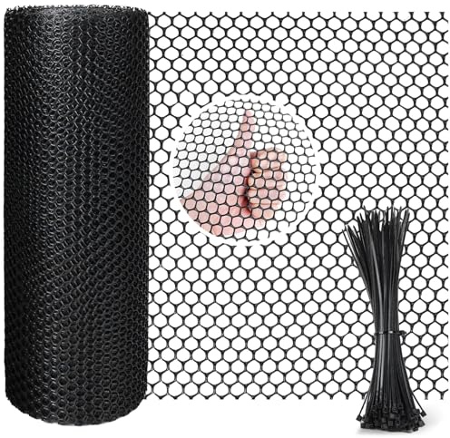 Chicken Wire Mesh Roll Plastic Mesh Fencing Chicken Wire Reusable Strong Wire Fencing Poultry Breeding Netting Garden Balcony Mesh Fencing For Home Decorate And Gardening (Black, 10m)