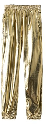 Glitzerhose Herren Silber Glänzende Metallic Hose Pailletten Goldene Herrenhose 80er Party Disco Outfit Glitzer Jogginghose Metallisch Hip-Hop Festival-Hose Nightclub Streetwear Karneval Kostüm