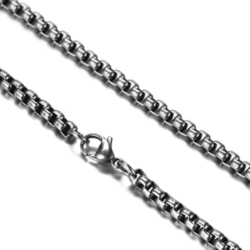 Daesar Halskette Herren 60CM Edelstahl, Erbskette 3MM Hip Hop Kette Silber Freundschaftskette für Männer Jungen
