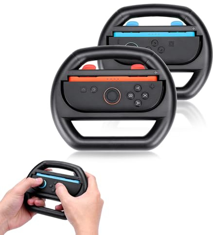 Hounyoln Steering Wheel for Switch 2 JoyCons Controller, 2 Pack Racing Wheel Grip JoyCons Accessories (Black)