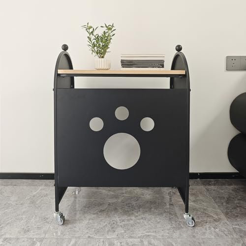 Armario para Robot Barredor Robot Aspirador Móvil Armario Oculto, Preciosas Mesas Auxiliares de Almacenamiento para El Sofá, Mesa Auxiliar de Noche Soporte de Mesa para Barredora, Fácil de Montar(Blac