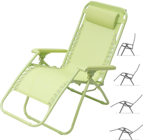 BAKAJI Sedia gravità Zero Sdraio da Giardino Poltrona Relax Pieghevole Salvaspazio Tubolari Acciaio 22mm Reclinabile in Texilene Traspirante, Mare Spiaggia Piscina Arredo Esterno (Verde Salvia)