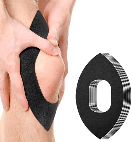 10 bandas de kinesiología para rodilla, cinta de kinesiología precortada para alivio del dolor de rodilla y apoyo, cinta elástica atlética para estabilización de la rodilla (negro)