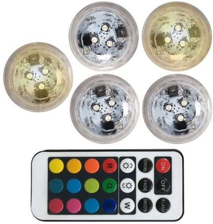 Bougies Chauffe - Plat Submersibles LED, Lampe De Piscine Étanche - Télécommandée, 2/5 Couleurs, 4 Modes De Clignotement, Alimentée Par Piles, Pour Aquarium, Fontaine Et Décoration