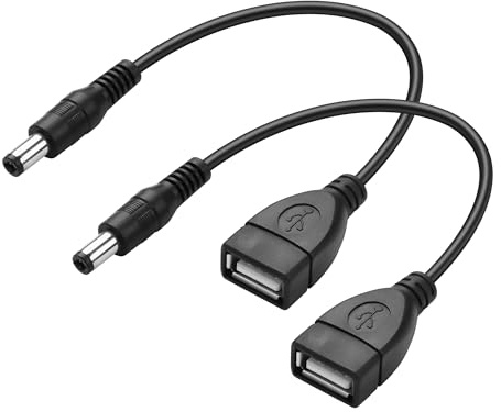 PNGKNYOCN Lot de 2 câbles convertisseurs DC 5,5 x 2,1 mm mâle vers USB femelle pour convertir divers DC et USB