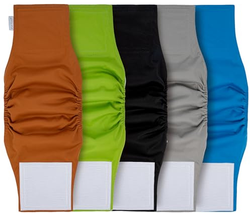 Pet Soft Hundewindeln für Rüden, 5 Stück Rüdenwindel Waschbar bei Inkontinenz, Hochabsorbierender Hunde Pampers Windeln für Rüden mit Verstellbarem Verschluss (Solide, XS)