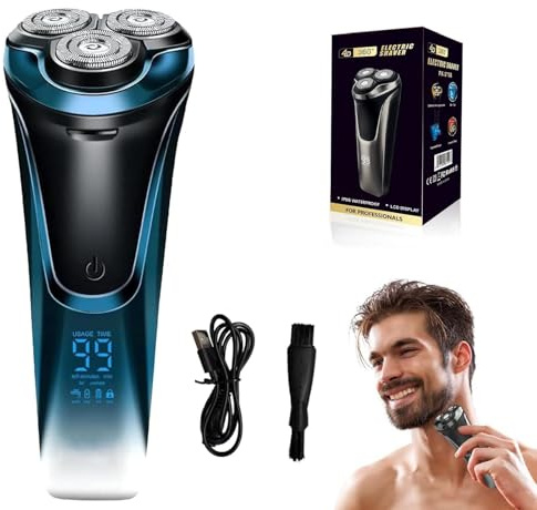 Snapbuy Electric Razor for Men,Snapbuy Razor,Electric Shavers for Men, 4D Floating Head Rotary Shaver,Ipx7 Waterproof, 2025 New Electri c Shaver with LCD Display & Quiet Motor,Fast Charging(Blue)