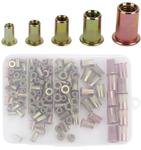Set di 130 dadi rivetti zincati, M3 M4 M5 M6 M8, rivetti ciechi, manicotti filettati, dadi di inserimento per lamiere e tubi