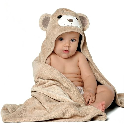 MINIBOO Bambus-Kapuzenhandtuch Baby - Weiches, saugstarkes Babybadetuch mit Kapuze für Neugeborene, Kleinkinder und Kinder - Hypoallergenes Babyhandtuch