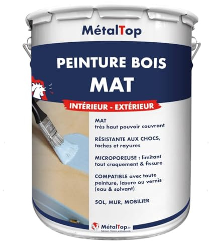 Metaltop - Peinture Bois Mat - Gris clair - RAL 7035-1 L - Résiste aux aléas climatiques et protège toutes les essences de bois.