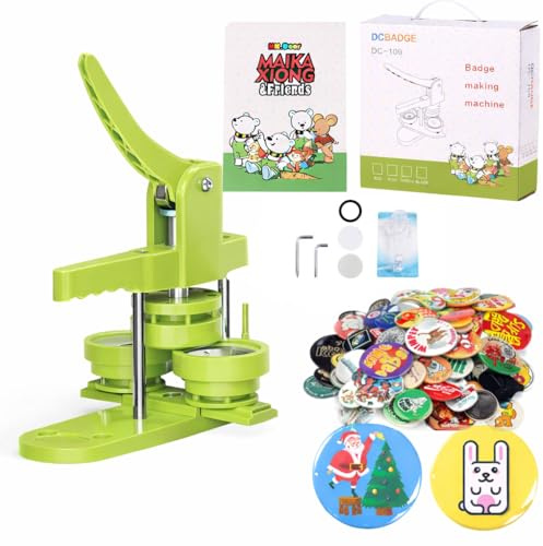 Japard Button Maker Machine 44 mm / 1.73 inch with 100pcs, Installation-Free Pin Badge Maker Kit, Button Maker Supplies, Children DIY Gifts