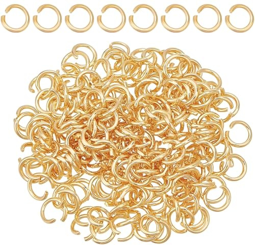 COZERI 200PCS 18K Gold Jump Rings 5mm, Jewellery Making Findings | for Pendants & Bracelets,0.8mm wire, 5mm diameter, tarnish-resistant, ideal for pendants, chains, bracelets, DIY crafts