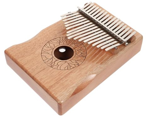MOTHNUR Kalimba Piano De Pulgar 17 Teclas Para Principiantes Soporte De Mano Diseño Flor De Loto Color Madera Natural Instrumento Musical Portátil y Durable Para Niños