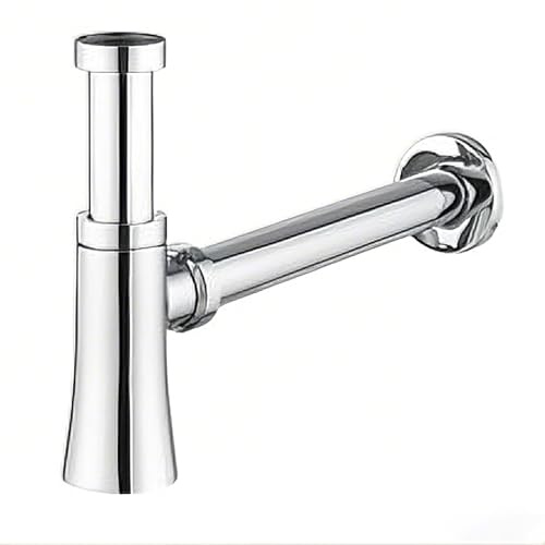 YWJFSA Siphon Lavabo,Anti Odeur,Syphon en T Réglable,Kit de Siphon de Vidange Siphon Lavabo Extra Plat pour Lavabo et Évier Chromé