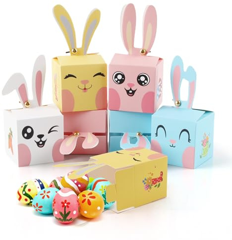 12 Cajas de Dulces de Pascua, CIYIN Bolsa de Dulces de Pascua, Conejitos Huevos Cajas de Relleno, para Rellenar Huevos, Chocolate, Caramelo, Pastel