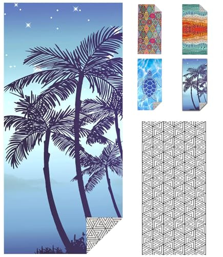 IGINOA Serviette de Plage Microfibre XXL Drap de Plage Palmier 180x90 | Drap de Bain Plage Fine Grand Serviette Piscine Légère Beach Towels Natte Vacances Accessoires Tapis