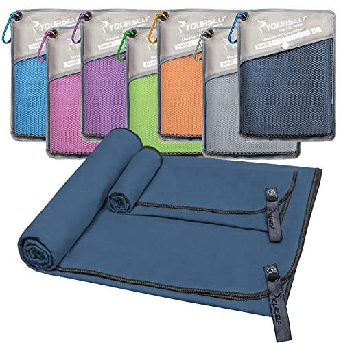 SYOURSELF 2 Pack Microfiber Camping Towel, Quick Dry Towel, Soft Absorbent Compact Travel Gym Workout Sweat Towel for Beach Yoga Swim Travel Camping Hiking Backpack Essentials (L:60x30+12x24)