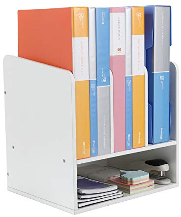 EasyPAG 4 Compartimentos Madera A4 Organizador Escritorio Clasificador oficina Estante Archivos Soporte Papeles Almacenamiento Documentos Bandeja Cartas,Blanco
