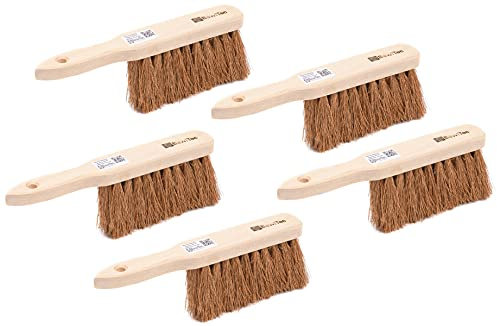 BawiTec Handfeger 5 Stück Handwerker Set Kokos Größe 28cm robust langlebig Handbesen Holzhandfeger aus Holz Feger Naturfaser Kokosborsten