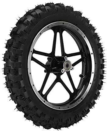Hinterrad, Pocket Bike Hinterrad, Motorrad-Hinterreifen, Scheibenbremsrad Ersatzräder für Hinterrad-Scooter 2,5‑10 Hinterrad Stahllegierung Ersatz für Mini Pocket Bike Motorrad (Schwarz)