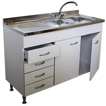 Arredobagno e Cucine Mobile per cucina sottolavello componibile cm.120, due sportelli e lavello inox