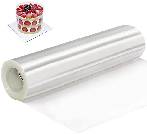 Tortenrandfolie 25 cm hoch, Acetat Foile für Backen 25cm * 10m, Azetatfolie Torte, Transparent Wiederverwendbar Tortenring Plastik Foile für Tortendekorationen Mousse Schokolade Kuchen