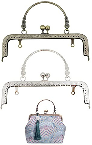 2 Pcs Marco de Metal para Bolso,Marco de Metal Bolso Cierre,para monederos cuadradas,para Bolsos y Carteras de Bricolaje Marco de Embrague,20cm(2 Colores)