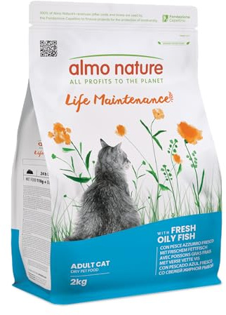 Almo Nature Life Maintenance - Croquettes pour Chats Adultes avec Poisson Bleu Frais comme 1er Ingrédient - Sac de 2kg