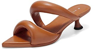 JW PEI Sara Mule Sandaler med klack för kvinnor, Karamellbrun, 6.5