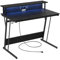 VASAGLE Schreibtisch, Gaming Tisch mit eingebauter Steckdosenleiste, Computertisch, mit Monitorständer für 2 Monitore, Schlafzimmer, 60 x 100 x 76 cm, ebenholzschwarz LWD191B56