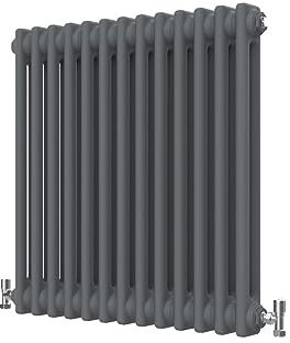 Radbliss Radiatore tradizionale orizzontale a 2 colonne, 600 x 605 mm, grigio antracite opaco, design in ghisa, riscaldamento centralizzato RAD