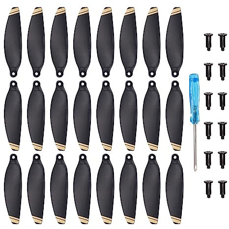 sourcing map Mini 1 RC Hélices Palas Accesorios Negro Dorado con Destornillador/Tornillo, Rápida-Liberación, Bajo-Ruido Hélice para Mini 1 Dron, Cuadricóptero, Paquete de 24