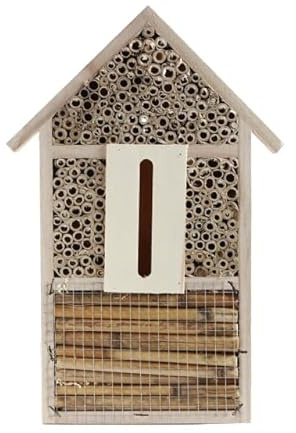 Azbvek Wooden Insect House Hotel for Bee, Butterfly, Ladybirds, Beneficial Insect Habitat, Bug Hotel Garden 11.7 x 7.7 (C)