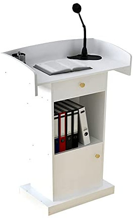 PeNbO Rednerpult-Podiumsständer, Rednerpult-Podium, einfaches und modernes bodenstehendes Kirchenpodest, geeignet für Schulen, Hotels, Vorträge, Konferenzen/Weiß/60 x 42 x 124 cm