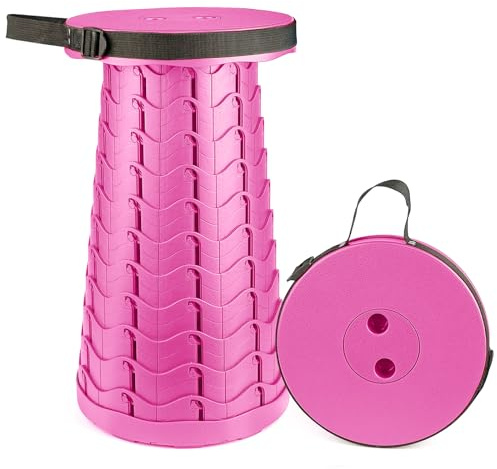 Hesanzol Sgabello pieghevole per adulti, portatile, telescopico, pieghevole, retrattile, per campeggio, giardino, escursionismo, viaggi, portata massima 181,4 kg