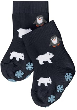 FALKE Unisex Baby Winter Animals B Hp Cotton Grips On Sole Grip socks 1 Pair, Blue Space 6116, 6-12 months