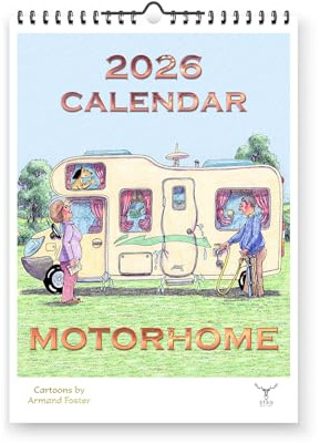 Husbil humor tecknad rolig 2026 årlig vägghängande kalender - tecknade serier av Armand Foster