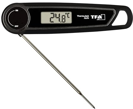 TFA Dostmann Thermomètre à viande numérique pour barbecue cuisine, 30.2035.01, cuisson rapide, lavable (IP65), pointe fine en acier inoxydable, noir