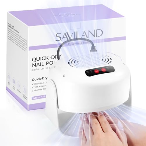 SAVILAND Sécheur à Ongles Rapide: Sèche-Vernis 600 W Ultra-rapide pour Vernis Classique, Soufflerie à Deux Modes (Chaud/Froid) Réglable