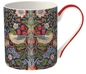 Museums & Galleries Fine Bone China Mug - Stylish 'Strawberry Thief' Design by William Morris - V&A Collection Tea and Coffee Mug - Premium Quality Gift for The Home and Kitchen