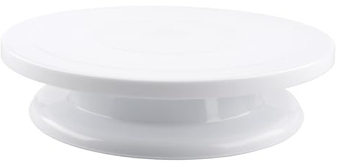 Tabanzhe 28cm Rotating Cake Turntable Stand – 360° Non-Slip Icing & Decorating Revolving Cakes Display Stand, Smooth Spinner Plate for Baking, Cupcakes & Birthday Cake Decorating Supplies (White)