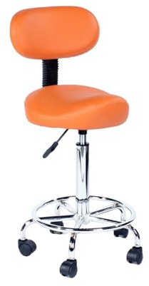 Sadelpall med ryggstöd, ergonomiskt utformad sadelstol, justerbar i höjdled, 440 kg viktkapacitet, lämplig for hem och kontor(Orange)