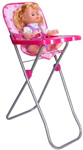 Pesoncarl Baby Doll High Chair with Tray Simulation Miniature Adjustable Doll High Chair Foldable Baby Furniture for Pretend Play, No