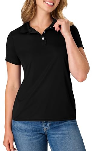 Hanes womens Sport Cool Dri Performance Polo Shirt, Black, Medium US
